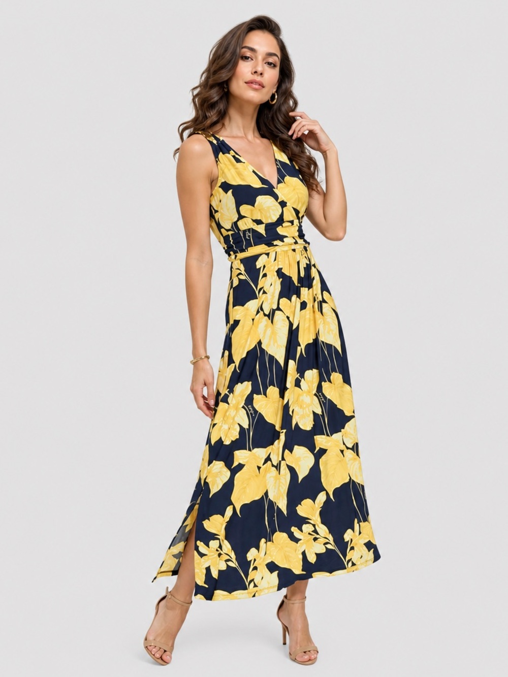 Tommy Hilfiger Womens Tropical Floral P Maxi Dress Sky Captain/Snap Dragon 2 New